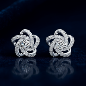 Boucles d'oreilles à fleurs en or rose, en argent 925 plaqué Rhodium, serties de cristaux, bijoux de mariage pour femmes, romantiques - Product Image 2