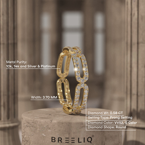 14K Solid Gold Lab Grown Diamond Paperclip Link Ring Trendy Chain Style Diamond Band Modern Minimal Jewelry for Women - Product Image 2