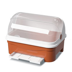 Durable kitchen tableware storage holder plastic dish plate bowl storage drying rack drainer cupboard with lid