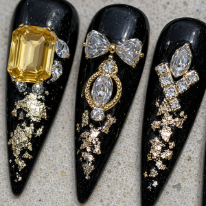 Luxury Stiletto Press <b>Nails</b> Handmade PMMA Full Cover Rhinestone Zircon COFFIN Shape Long Finger <b>Extensions</b> CE Certified 10 Pcs - Product Image 4
