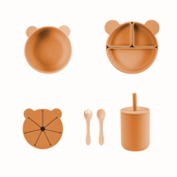 Nouveau bol d'alimentation alimentaire divisé Silicone bébé plats enfant dîner aspiration bébé Silicone vaisselle assiette bol ensemble avec couvercle tasse à bec