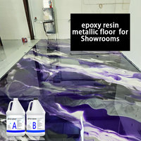 Résine époxy transparente cristalline auto-nivelante 100% solide à haute brillance, revêtement de sol époxy métallique pour système de sol en béton