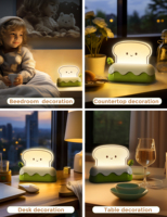 ZHILAI Veilleuse LED Moderne Mini Kawaii en forme de grille-pain, RVB, rechargeable USB Type-C, à intensité variable, 3000K, alimentée par batterie, pour chambre à coucher