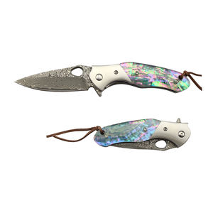 Cuchillo de supervivencia personalizado privado de alta calidad, cuchillas de Damasco, hoja y abulón, mango de resina, cuchillo plegable - Product Image 5