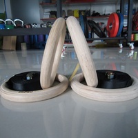 Anillas de Entrenamiento de Alta Calidad OKPRO, 32 mm de Grosor, Anillas de Gimnasia de Madera para Entrenamiento de Dominadas con Correas de Nailon Ajustables