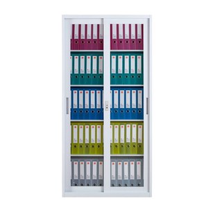 Armoire de classement en acier avec porte coulissante verrouillable, design moderne et étagères réglables pour bureau à domicile et appartement - Product Image 2