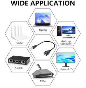 Câble d'extension USB 2.0 femelle vers RJ45 8P4C Ethernet mâle pour routeur, modem <span class=keywords><strong>ADSL</strong></span>, caméra, ordinateur portable, ordinateur de bureau - Product Image 6
