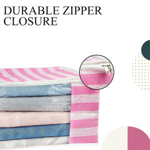 Stripes Print Pink Design Transparent Saree Storage Bag Ethnic Saree Pouch Work Saree <b>Cover</b> For Womens In Wholesale Price - Product Image 3