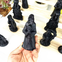 Vente en gros de sculptures en cristal naturel en obsidienne, diverses formes de fantômes, artisanat en cristal, sculptures de cristal pour Halloween