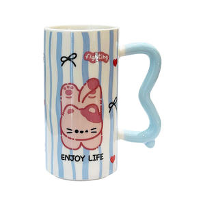 Mug en céramique mignon à motif de dessin animé avec poignée pour café, petit-déjeuner, lait, cadeau pour femme, usage au bureau, printemps 2025 - Product Image 5