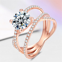 Bague pour femme en argent S925, testée et certifiée, motif Trois Vies Trois Mondes, sertie d'un Moissanite 1 carat, pour fiançailles, mariage et alliance