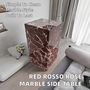 Hayat Group Red Levanto <b>Marble</b> Modern <b>Side</b> <b>Table</b> Plinth for Living Room Furniture - Product Image 2