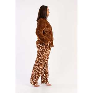 Ensemble de pyjama pour femmes XXL à col rond et manches longues avec poche ovale, vêtements de nuit doux - Product Image 2