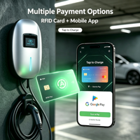 Chargeur mural intelligent pour véhicule électrique 7 kW Type 2 avec contrôle WiFi par application, carte RFID, monophasé 32A 220V, montage mural pour maison et garage
