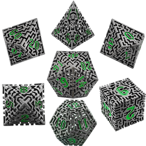 Juego de Dados Poliédricos de Cobre de 7 Piezas con Patrón Intrincado Multidimensional Creativo, Multicolor, Duradero, para Juegos de D&D y Cálculo de Probabilidades - Product Image 4