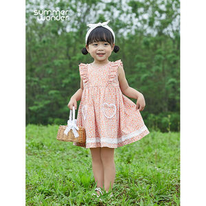 Vêtements d'été à la mode princesse <span class=keywords><strong>robe</strong></span> bébé petits enfants Floral pour fille dentelle décontractée courte sans manches droite filles - Product Image 4