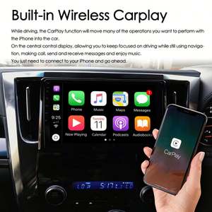 Autoradio sans fil CarPlay avec commande vocale IA 128 Go pour Toyota Alphard Vellfire AYH30 2018, lecteur multimédia vidéo GPS Android 13 - Product Image 4