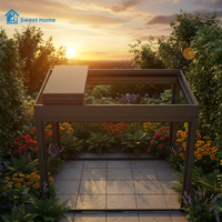 Pavillon bioclimatique intelligent motorisé Sweet Home en aluminium avec stores orientables, pare-soleil LED et capteur de vent pour jardin