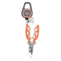 Pince de pêche en eau salée portable, écologique et anticorrosion, avec enrouleur de ligne rétractable, clip robuste en acier inoxydable, équipement marin