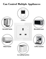 Prise intelligente Wifi XZJ Tuya, prise murale universelle UK 240V 16A en verre trempé IP44 avec matériau plastique