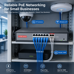 Switch PoE de 8 puertos con 2 puertos de enlace ascendente no administrados de 10/100Mbps IEEE802.3af/at, 30W por puerto, Switch Ethernet PoE de larga distancia de 250m - Product Image 6