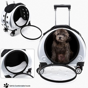 Sac de <span class=keywords><strong>transport</strong></span> et sac à dos pour animaux de compagnie d'extérieur, 4 roues, design rigide transparent, pour petits chiens et chats, capsule spatiale portable, transporteur aérien - Product Image 3