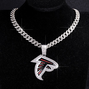 Collar de Cadena Cubana Unisex de Aleación Dorada y Plateada de Dos Tonos con Diseño de Cabeza de Halcón, Estilo Hip Hop Bling, para Niños, Personalizado, Campeón, Fútbol y Deportes - Product Image 5