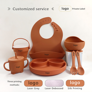 Ensemble de vaisselle pour bébé écologique, récipient à collation pliable anti-fuite, assiette divisée, bol à ventouse, gobelet à eau non toxique avec une paille - Product Image 3