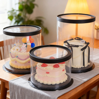 Boîte d'emballage cylindrique transparente en PET recyclable de 6 pouces avec couvercle transparent pour présentation de desserts – Vente en gros