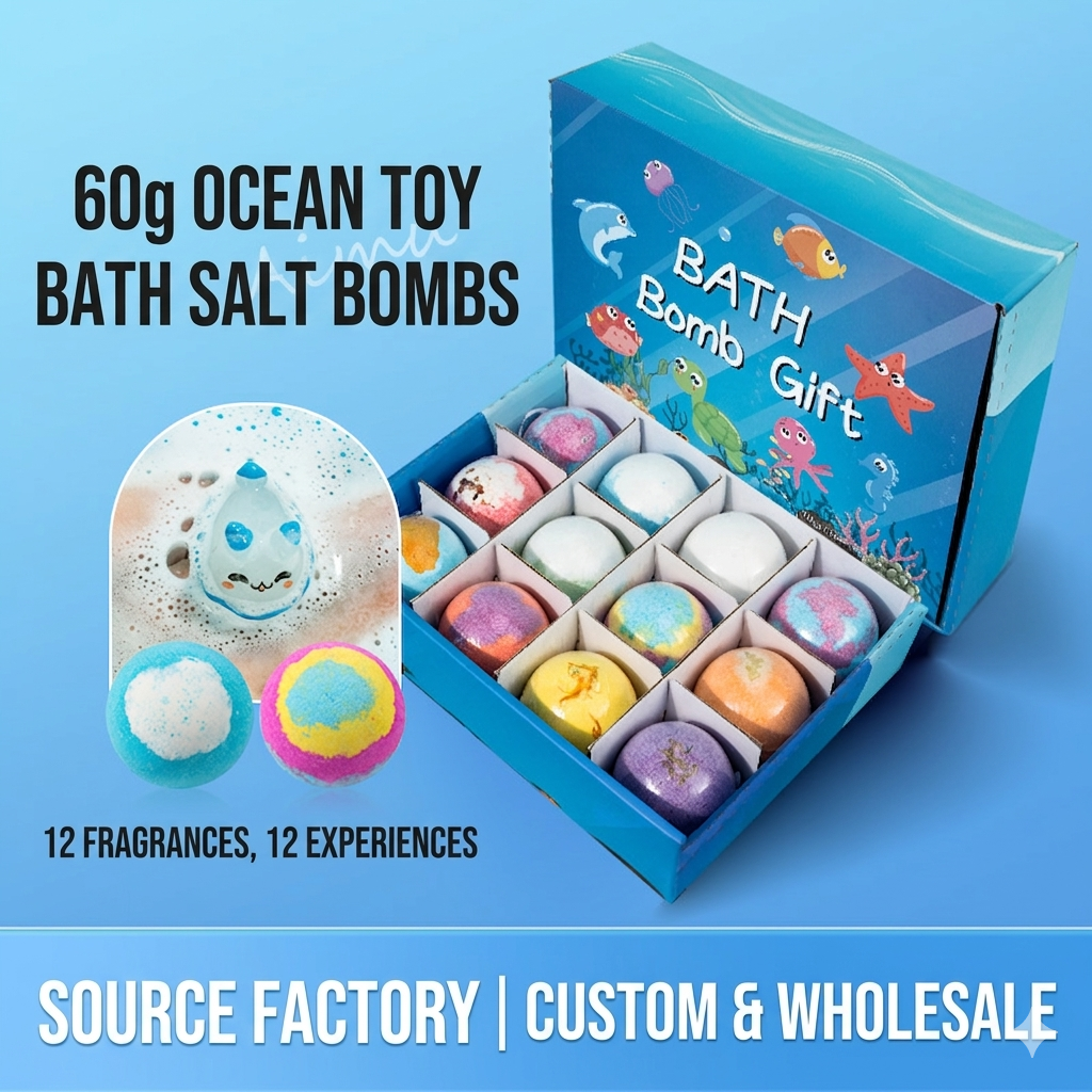 Fizzing bath bombs with toys inside for kids