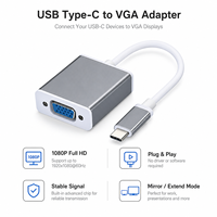 Convertidor compacto USB tipo C a VGA, adaptador de vídeo 1080P 60Hz, compatible con Thunderbolt 3 para Chromebook Surface y dispositivos Android