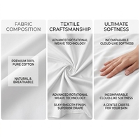 Ensemble de literie en coton 100% premium, couleur unie, 300 fils, tissage 60s, luxe, lavable, 3 pièces, drap plat