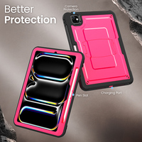 Casing penutup tablet, sarung HP kasar hibrida TPU PC untuk iPad Pro11 M4 A2836 (2024) dengan sabuk bahu dan strand kickstand