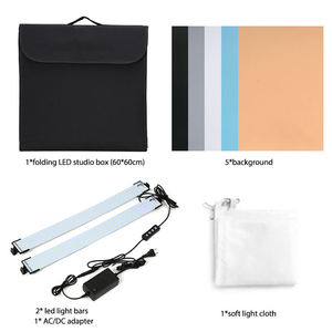 Boîte photo de 60 cm, studio photo, boîte de prise de vue assemblée, cube de lumière douce LED professionnel avec livraison rapide - Product Image 2