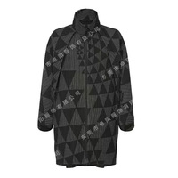 Manteau Trench Plissé Homme Nouvelle Collection Automne Série HP à Motif Triangle Col Montant Zippé 100% Polyester Commerce Extérieur