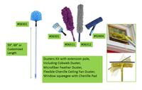 Kit de Plumero de Microfibra, Cepillo para Telarañas, Pluma de Microfibra Chenilla, Plumero para Ventilador de Techo, para Limpieza del Hogar y Restaurantes
