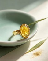 S925 Silber Bernstein Ring Handgeschnitzte Blume Retro China-Chic Ethnischer Stil Natürlicher Bernstein Offen Verstellbar