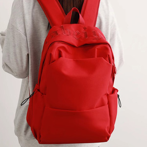 Red Embroidery <b>Backpack</b> 18 In Solid Color For Junior Senior High <b>School</b> Students Everyday Use Unisex Spring 2025 - Product Image 4