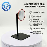 Mini miroir de bureau rétractable, bouclier de confidentialité convexe grand angle réglable avec base métallique 13x13cm pour poste de travail en cubicle