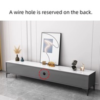 Ensemble de meubles de salon gris de luxe - Table basse en marbre noir brillant et meuble TV avec rangement