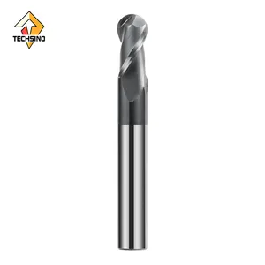 UNT Carbide Fresa CNC Milling cutter HRC70 2 galur mata bor ujung hidung bola logam kekerasan tinggi