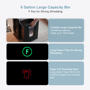 Trituradora de papel Manual de 1mm x 1mm comercial P7 23 litros 6 hojas tarjetas trituradas CD DVD trituradora de papel profesional negra para oficina - Product Image 6