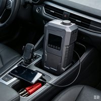 Démarreur de voiture portable 12V avec gonfleur de pneus, compresseur d'air multifonctionnel pour véhicules, booster de batterie d'urgence