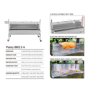 Grill à charbon <span class=keywords><strong>de</strong></span> <span class=keywords><strong>bois</strong></span> moderne <span class=keywords><strong>de</strong></span> haute qualité en acier inoxydable robuste avec roues pour rôtir un cochon, un agneau ou un <span class=keywords><strong>poulet</strong></span> entier en plein air - Product Image 4