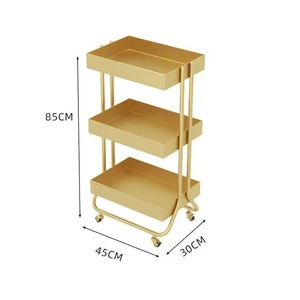 High-end Gold Original Light Luxury Trolley For Beauty Salon Skin Management Car With <b>Storage</b> <b>Shelf</b> Metal <b>Plastic</b> Tool Cart - Product Image 2