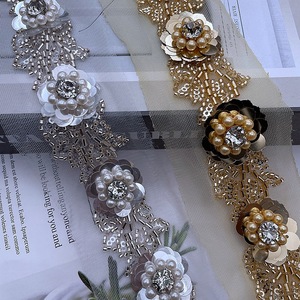 Manufacturer's Ready-Made Machine-Embroidered Rice <strong>Beads</strong> Pearl Lace Hand-Beaded <strong>Sequins</strong> for Women's Clothing <strong>Decoration</strong> DIY - Product Image 3