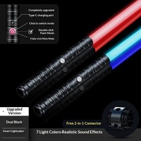 Sabre laser LED Star Wars transfrontalier Hongdong, 20 couleurs, deux-en-un, poignée métallique, effets sonores, éclairage, pour enfants