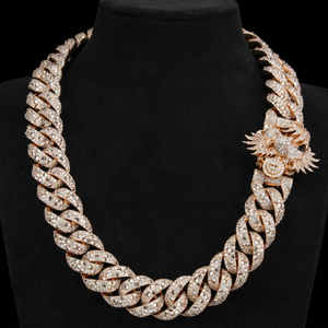 Gold Plated 925 Silver Moissanite Hiphop Link Chain <b>Statement</b> <b>Necklace</b> with Round Brilliant Cut for Men's Everyday Wear - Product Image 1
