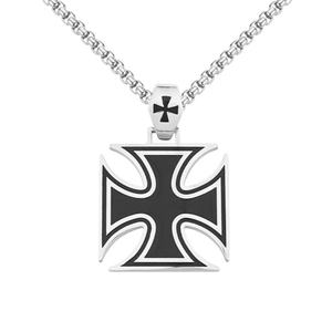 จี้กางเขนแบบไม่ซีดจาง สแตนเลส 316L ไทเทเนียมสตีลเคลือบเอนาเมลสไตล์วินเทจ สร้อยคอจี้กางเขนแฟชั่นสำหรับผู้ชาย - Product Image 4