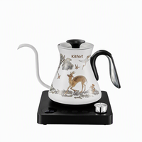 Bouilloire électrique intelligente à col de cygne 0,8 L en acier, chauffe-eau numérique pour thé et café, fonction maintien au chaud
